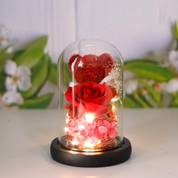 Eternal Preserved Rose Flower Gift Box Teddy Bear With Lights For Women - Image 8