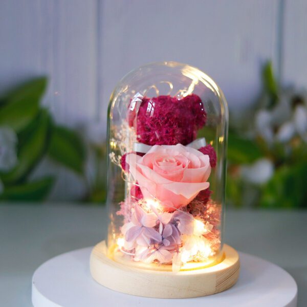 Eternal Preserved Rose Flower Gift Box Teddy Bear With Lights For Women - Image 7