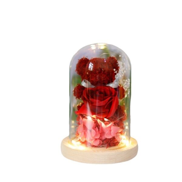 Eternal Preserved Rose Flower Gift Box Teddy Bear With Lights For Women - Image 9